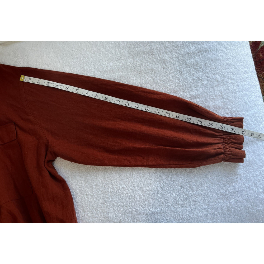 Womens Utility Bomber linen blend terracotta transitional Jacket Shacket XXL - Picture 5 of 8